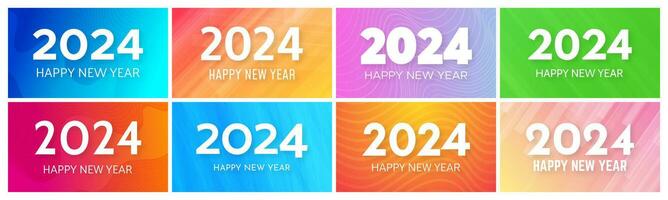 2024 Happy New Year on colorful backgrounds vector