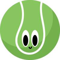 Emoji of the smiling green tennis ball, vector or color illustration