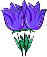 Painting of two violet flowers, vector or color illustration