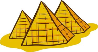 Painting of three pyramids over white background, vector or color illustration