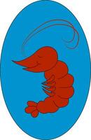 Portrait of the smiling shrimp over white background, vector or color illustration