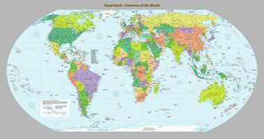 Political map of the world Equal earth projection vector