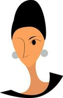 Lady with silver earrings vector or color illustration