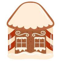 Winter traditional gingerbread cookie. House with red and white glaze vector