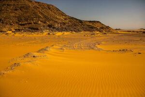 paisaje de Sáhara Desierto en Egipto. conceptual para libertad, disfrutando el viaje. foto