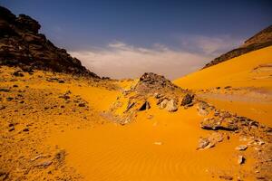 Landscape of sahara desert in Egypt. Conceptual for freedom, enjoying the journey. photo