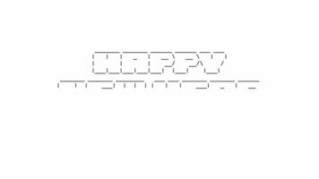 glücklich Neu Jahr 2024 ASCII Animation Schleife auf Weiß Hintergrund. ASCII Code Kunst Symbole Schreibmaschine im und aus bewirken mit geloopt Bewegung. video