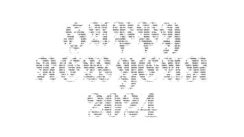 Happy New Year 2024 ascii animation on white background. Ascii art code symbols with shining and glittering sparkles effect backdrop. Attractive attention promo. video