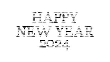 Happy New Year 2024 ascii animation on white background. Ascii art code symbols with shining and glittering sparkles effect backdrop. Attractive attention promo. video