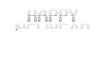 contento nuovo anno 2024 ascii animazione ciclo continuo su bianca sfondo. ascii codice arte simboli macchina da scrivere nel e su effetto con loop movimento. video