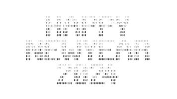 Happy New Year 2024 ascii animation on white background. Ascii art code symbols with shining and glittering sparkles effect backdrop. Attractive attention promo. video