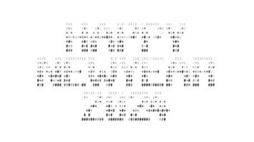 contento nuevo año 2024 ascii animación en blanco antecedentes. ascii Arte código símbolos con brillante y reluciente destellos efecto fondo. atractivo atención promoción. video