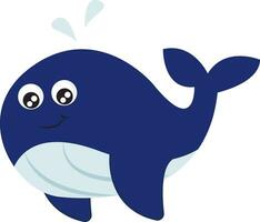 Emoji of the smiling blue whale, vector or color illustration