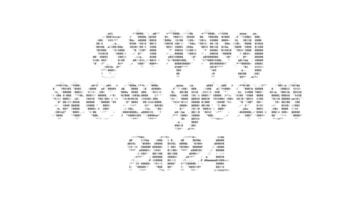 feliz Novo ano 2024 ascii animação ciclo em branco fundo. ascii código arte símbolos máquina de escrever dentro e Fora efeito com em loop movimento. video