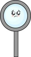 Emoji of the sad magnifying glass, vector or color illustration