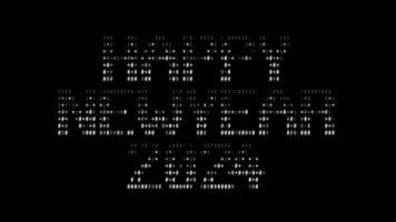 Happy New Year 2024 ascii animation on black background. Ascii art code symbols with shining and glittering sparkles effect backdrop. Attractive attention promo. video