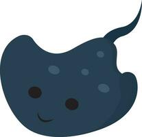 Emoji of the smiling blue stingray, vector or color illustration