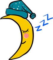 Emoji of the sleeping crescent moon, vector or color illustration