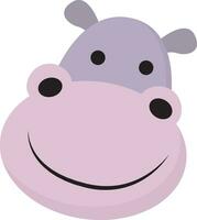 Emoji of the face of a smiling animal, hippopotamus, vector or color illustration