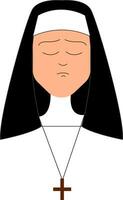 Clipart of a sad nun, vector or color illustration