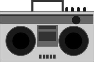 Clipart of the antique style tape-recorder in black and white viewed from the front, vector or color illustration