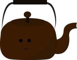 Emoji of the smiling teapot viewed from the front, vector or color illustration