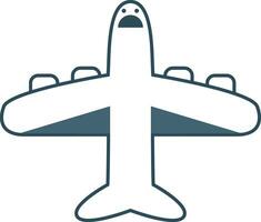 Emoji of the screaming plane at flight, vector or color illustration