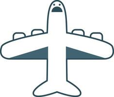 Emoji of the screaming plane at flight, vector or color illustration