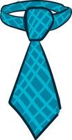 Painting of a long blue checkered tie designed for men, vector or color illustration