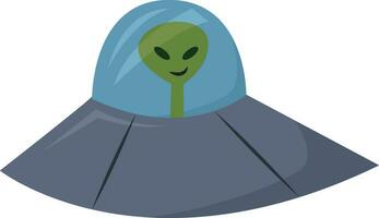 Clipart of a UFO with an alien, vector or color illustration