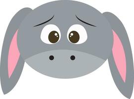 Emoji of the face of a sad donkey, vector or color illustration