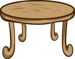 Drawing of the round wooden dining table, vector or color illustration