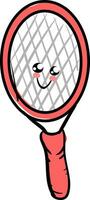 Emoji of the cute pink tennis racket, vector or color illustration