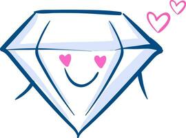 Emoji of the painting of the lovely and romantic diamond, vector or color illustration