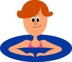 Clipart of a boy in the swimming pool , vector or color illustration