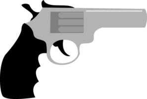 Clipart of a revolver in black set isolated on white background viewed from the front, vector or color illustration