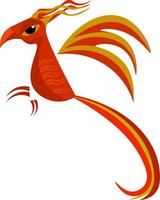 Clipart of the phoenix bird at flight over white background, vector or color illustration