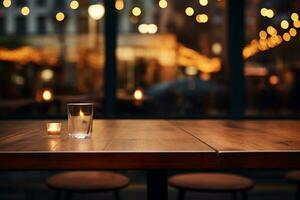 AI generated Elegant Minimalist Table Setting in Upscale Restaurant with Soft Bokeh Background photo