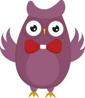 Clipart of a cute little owl in a red bowtie looks amazing, vector or color illustration