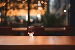 AI generated Elegant Minimalist Table Setting in Upscale Restaurant with Soft Bokeh Background photo