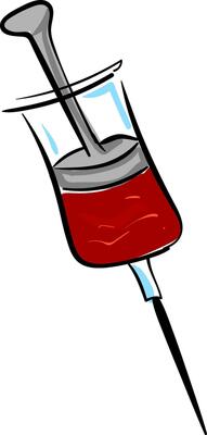 syringe of blood , vector or color illustration