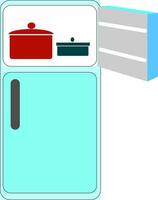 Blue fridge , vector or color illustration