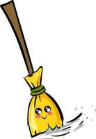 Happy yellow broom , vector or color illustration