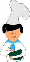 Cook on duty , vector or color illustration