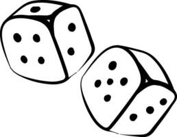 Sketch of dice , vector or color illustration