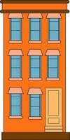 un Tres piso naranja edificio, vector o color ilustración