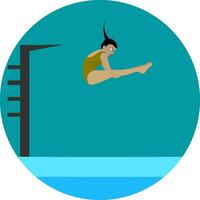 Diving in the pool , vector or color illustration