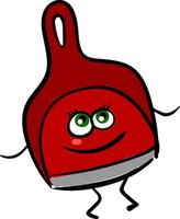 Happy red dustpan , vector or color illustration
