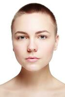 Beautiful Face Young Woman Clean Fresh Skin close up photo