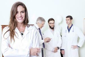 group of doctors at hospital photo